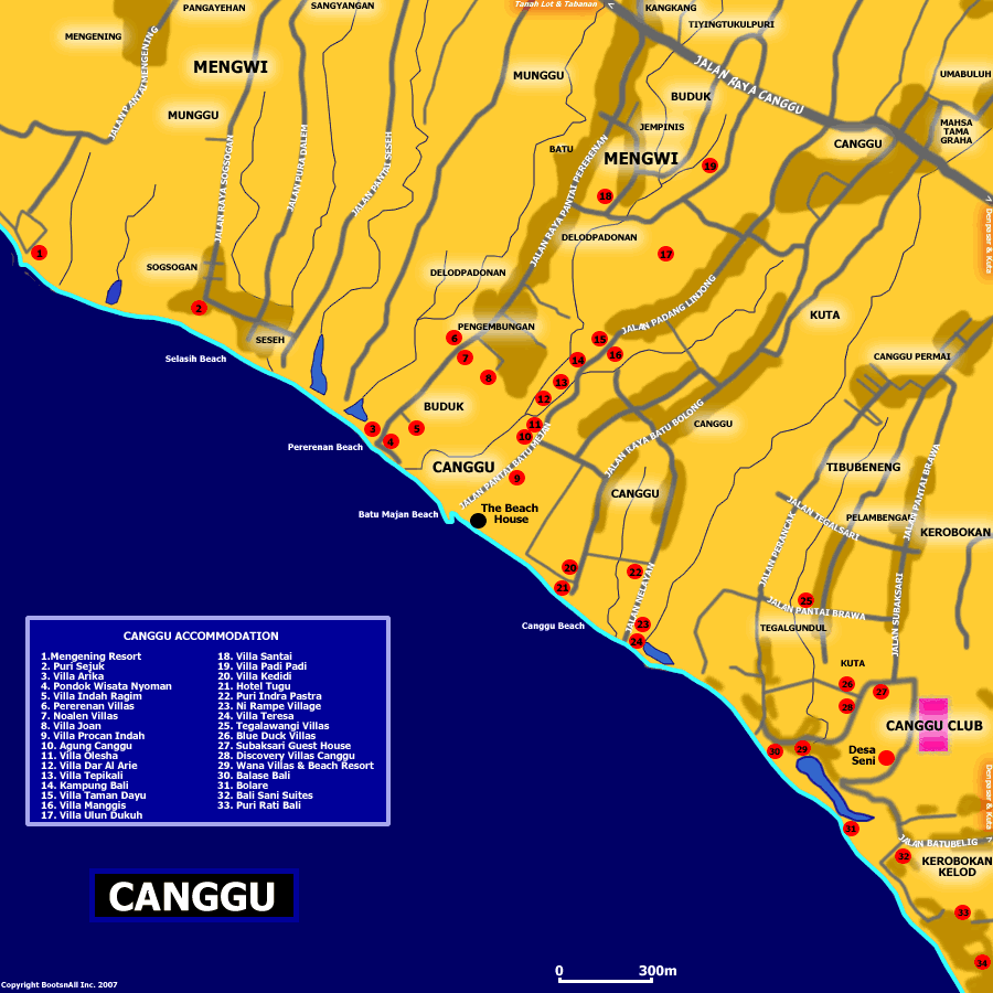 canggu bali indonesia map