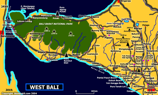 map of indonesia bali. Map of West Bali